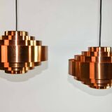 Pair of Midcentury Copper Pendants by Jo Hammerborg for Fog & Mørup, 1960s
