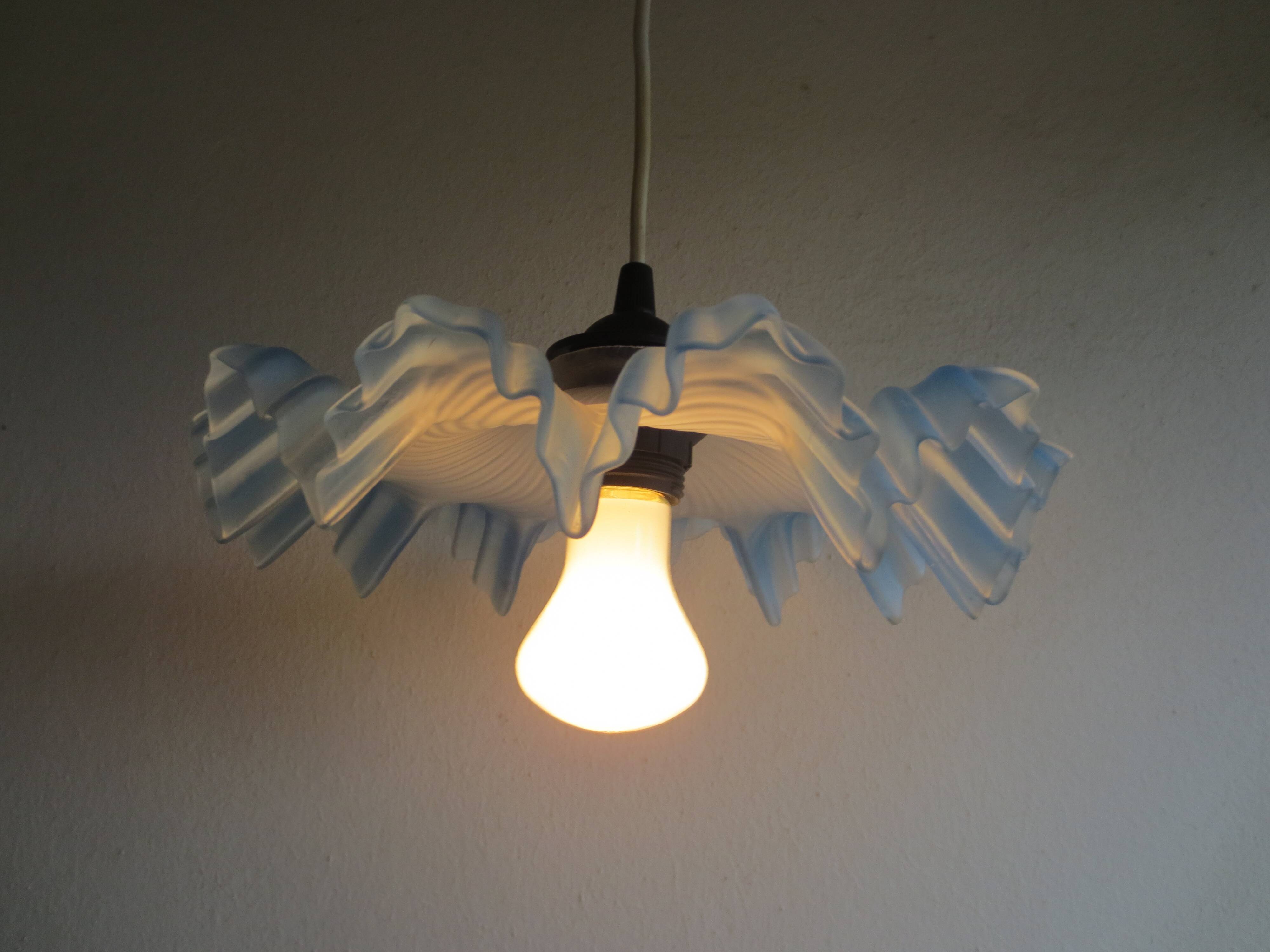 Suspension lampshade opaline blue edge