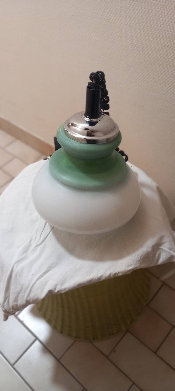 Vintage white and green opaline pendant light