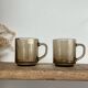 2 Arcoroc France smoked glass mugs