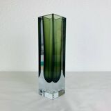 Sommerso Murano green vase 25 cm, soliflore, vintage