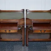 Bedside Tables with Green Leather Top