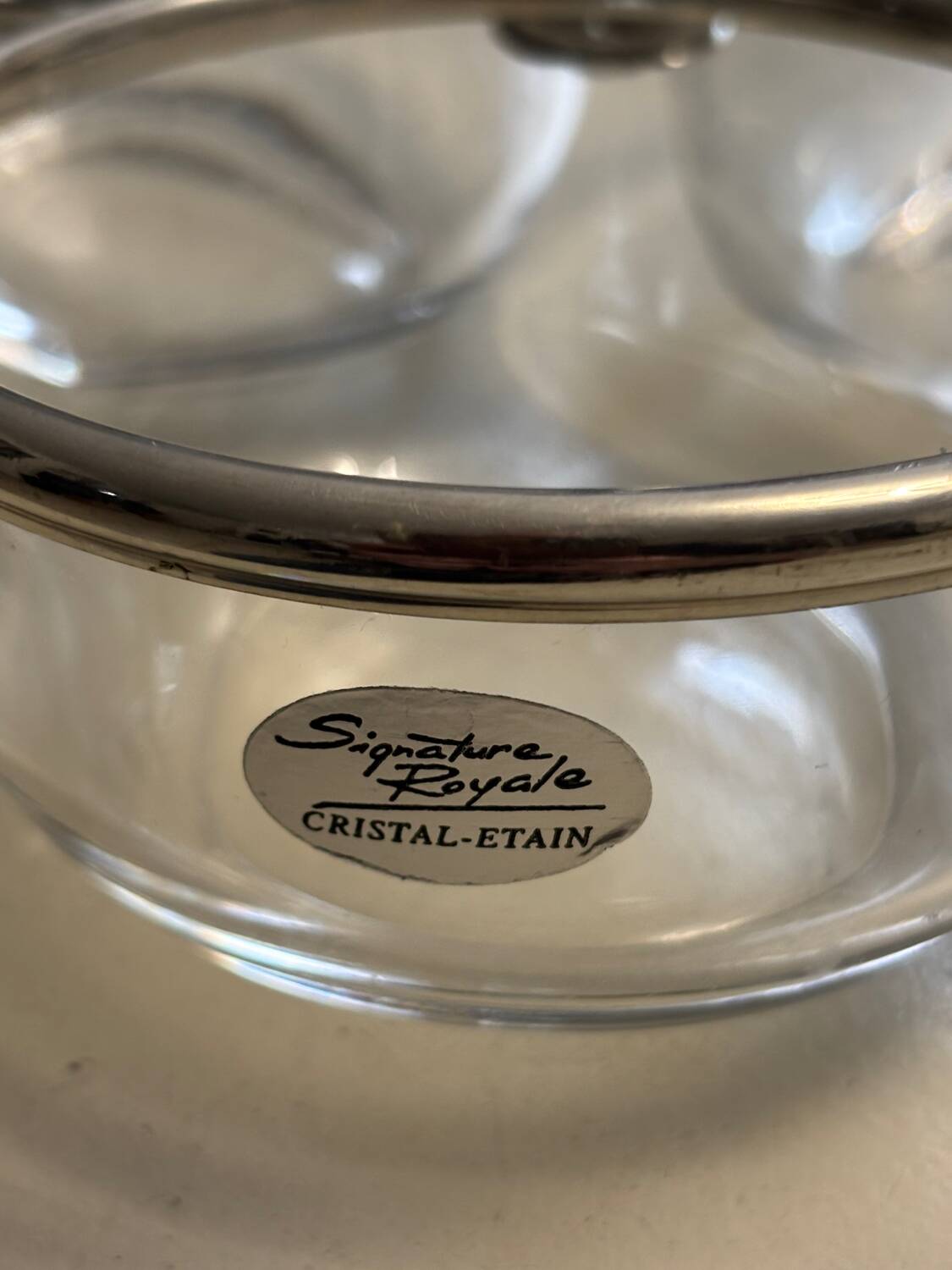 Royal signature pewter and crystal servant