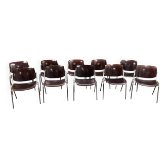 Set of 10 DSC 106 chairs by G. Piretti for Castelli.