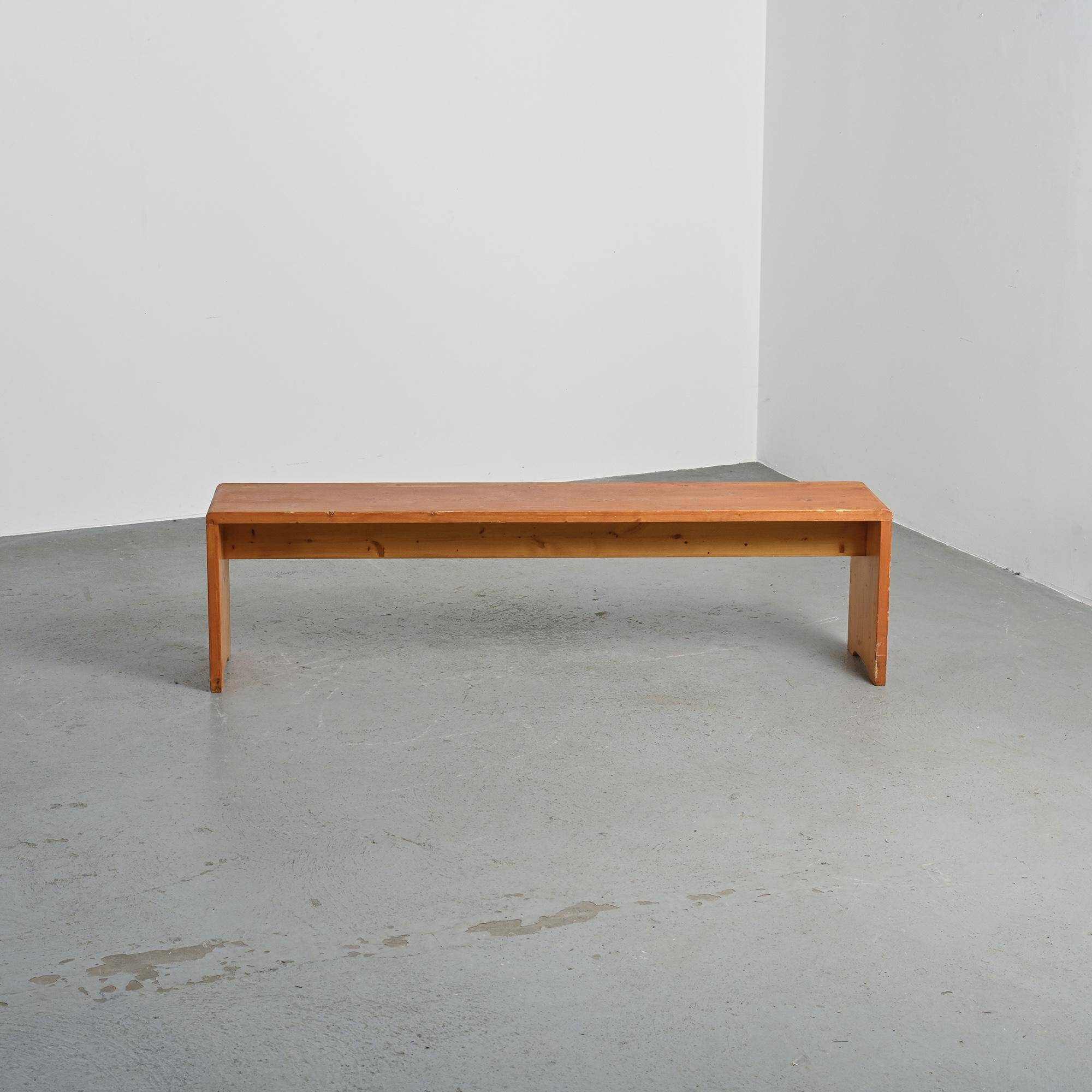 Pair of solid pine benches, France, circa 1975