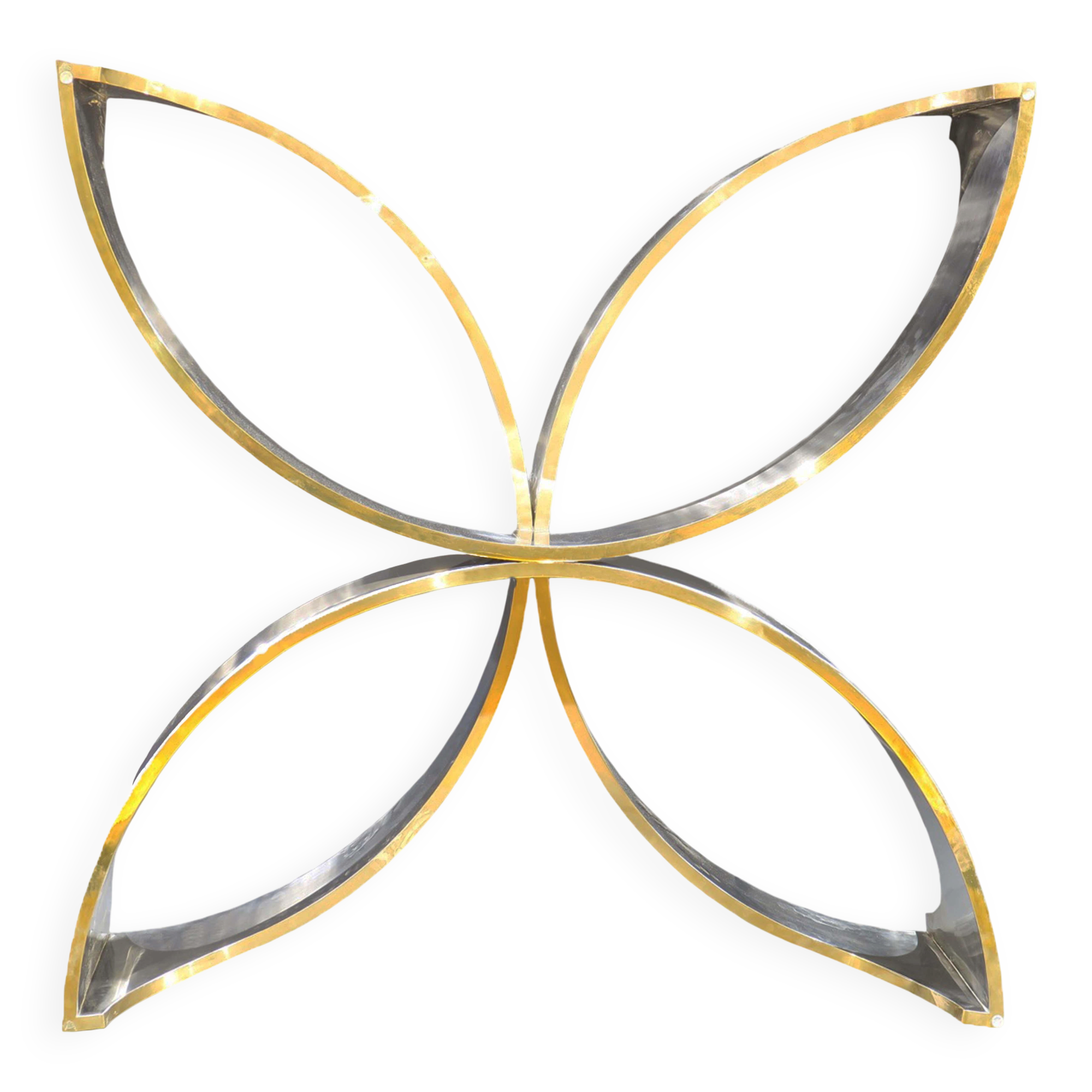 Mid Century Modern Square Center Table, Chrome Metal and Glass Top