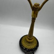 Antique lamp known as a lyre in bronze and marble from the late 19th century.