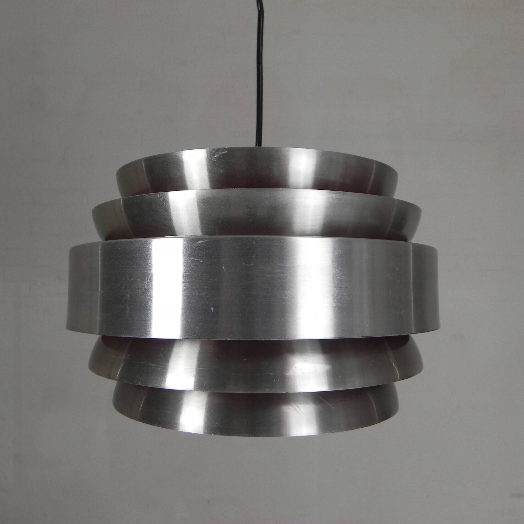 Vintage aluminum pendant lamp, Lakro Amstelveen, 1960s