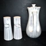 Cafetière et 2 tasses modernistes en céramique de Niderviller, 1960