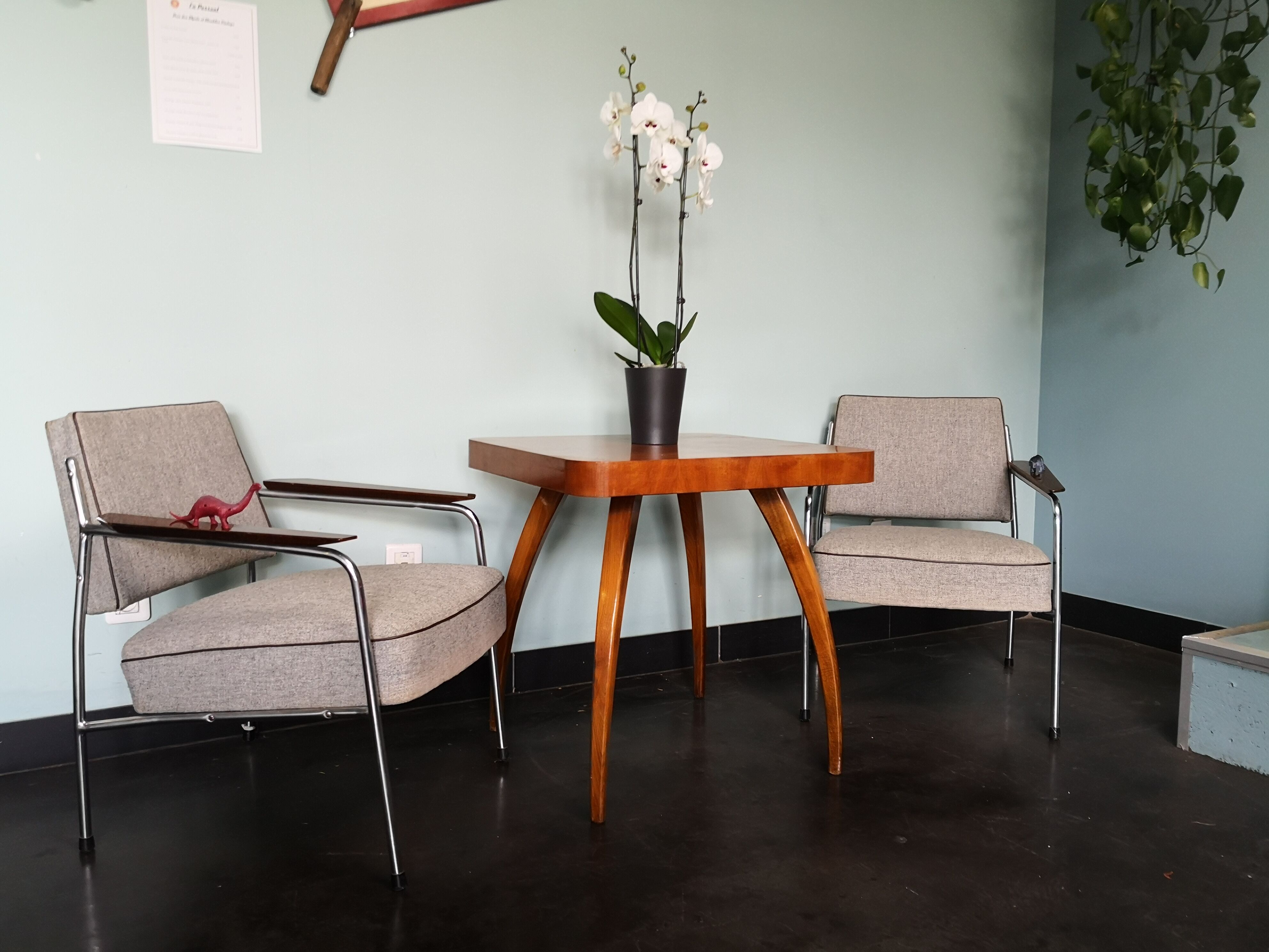 Fauteuil tchèque, 1960, métal, tissu et bois
