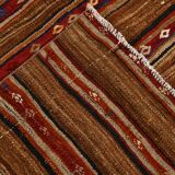 Red & Brown Pinstriped Style Vintage Kilim Rug, 142x182Cm