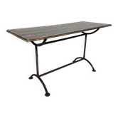 Table bistro industrielle vintage avec plateau en bois peint en vert
