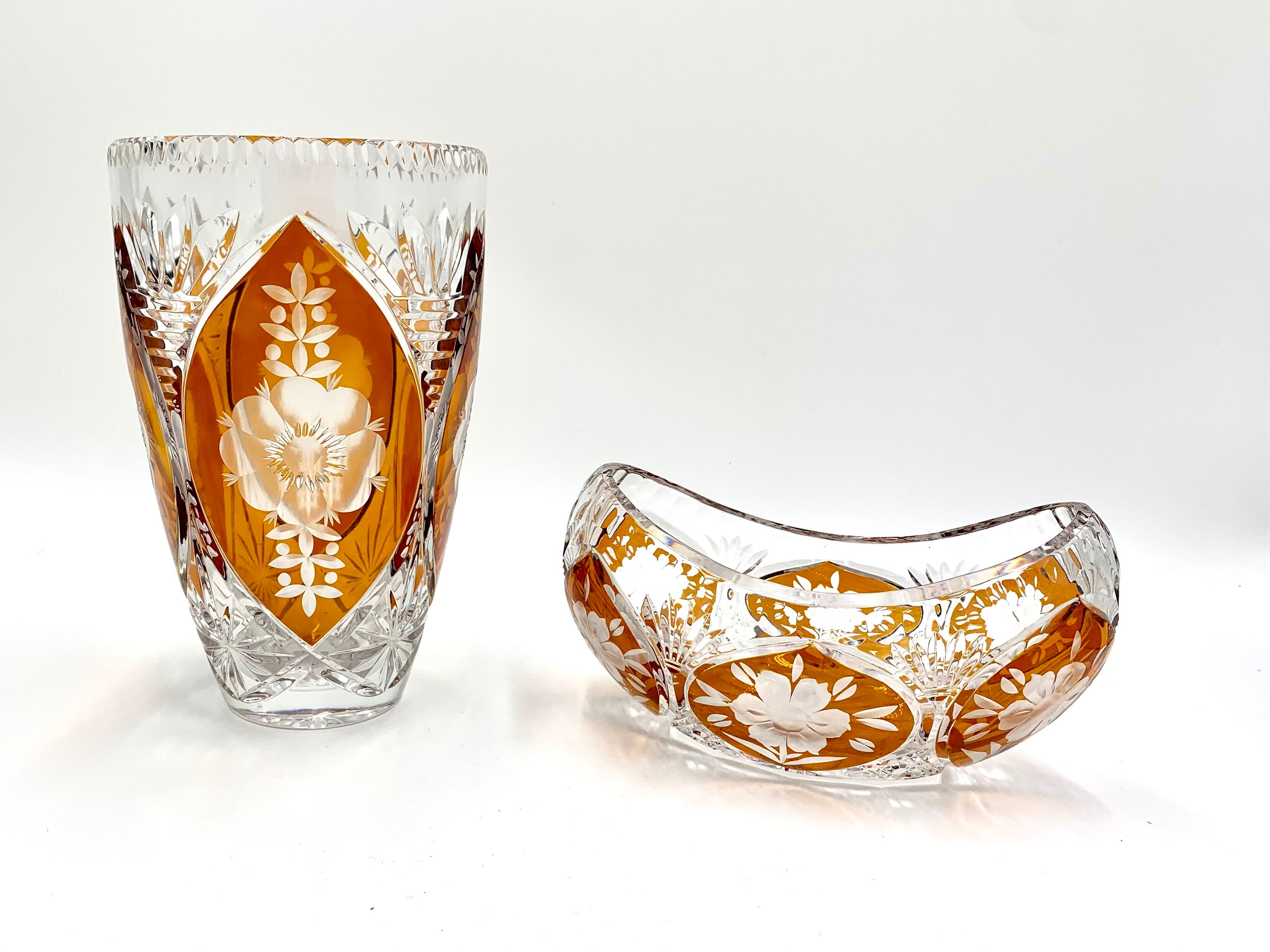 Crystal vase with a bowl, Poland, 1960s