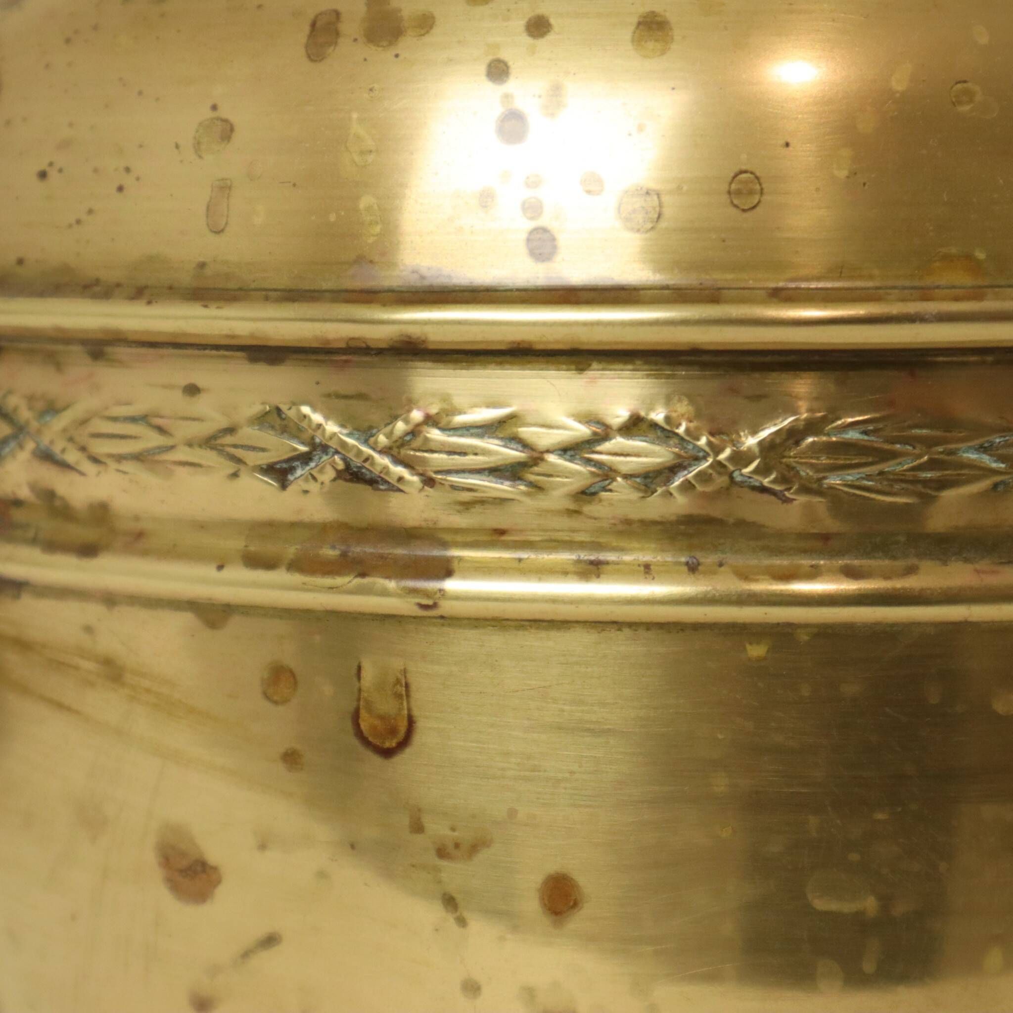Large French Brass Repoussé Cache-pot / Planter, 25 cm