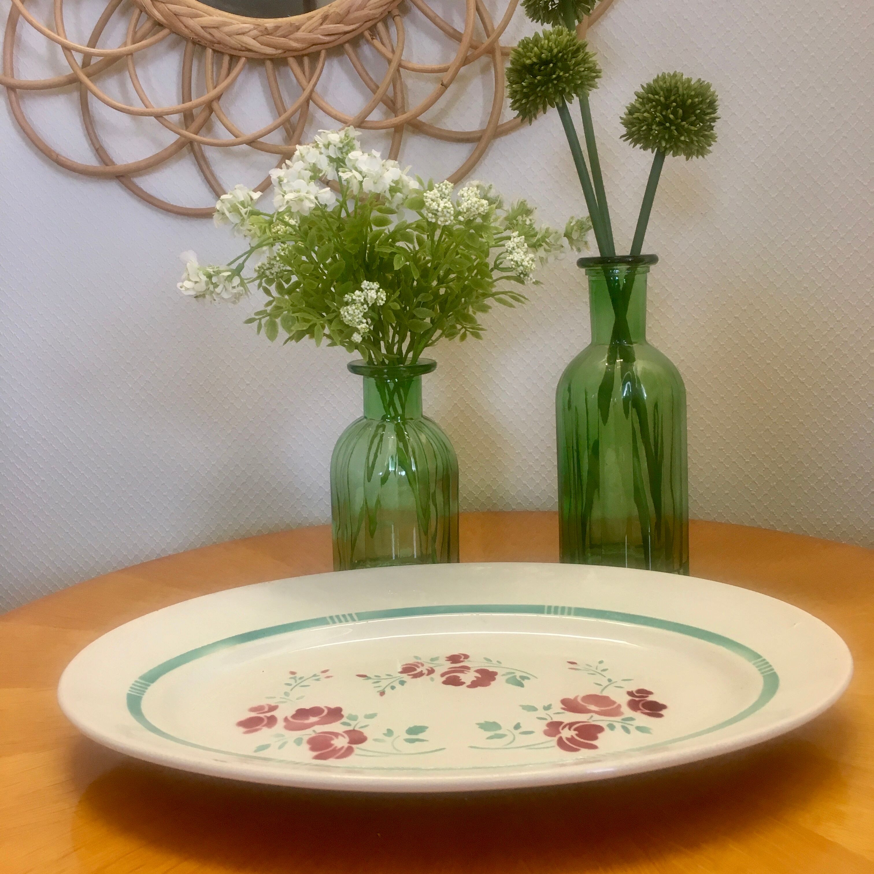flowered earthenware dish