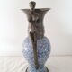 Earthenware and pewter ewer with mermaid handle