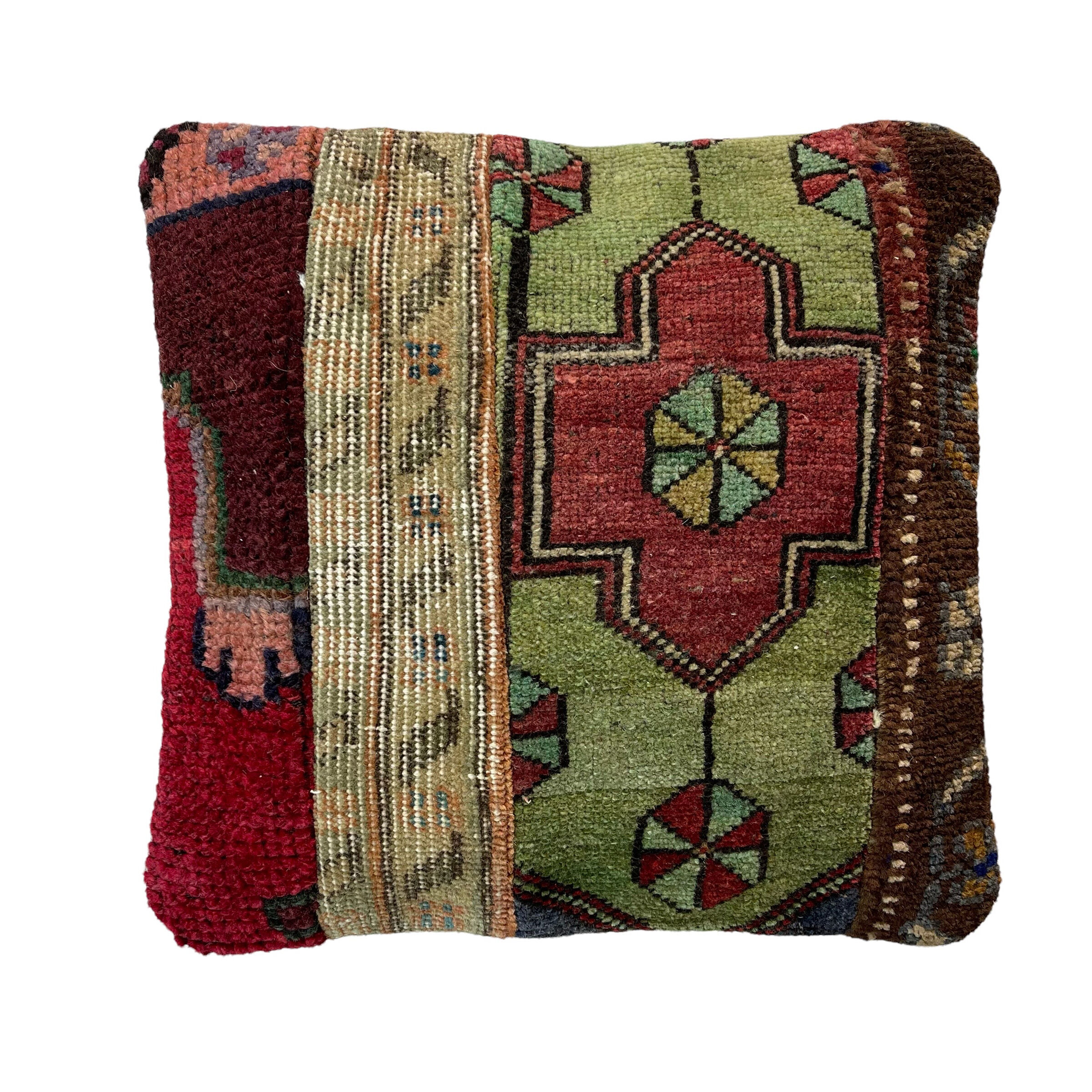 Vintage Turkish Patchwork Rug Cushion Cover 40x40 cm