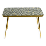 Beautiful Mid Century Modern brass side table with mosaic surface by Münche