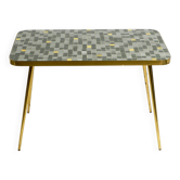 Table d'appoint en laiton de style mid-century moderne avec surface en mosaïque par Münche.
