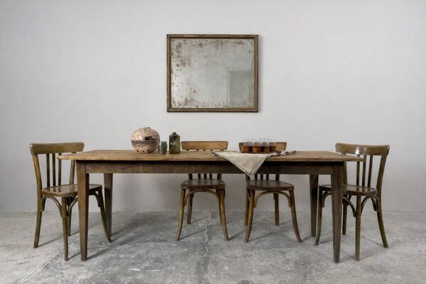 Ancienne table de ferme pieds fuseaux fin 19eme debut 20eme