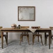 Old farmhouse table with tapered legs, late 19th to early 20th century.