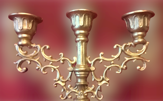 Pair of candlesticks three fires art deco agad - golden metal