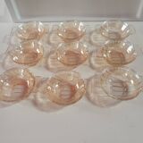 Set of 9 vintage amber glass bowl ramekins with handles
