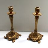 Pairs of Louis XV style gilded bronze candlesticks