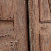 Large 17th century Monastery doors in terracotta lacquered oak, Portugal