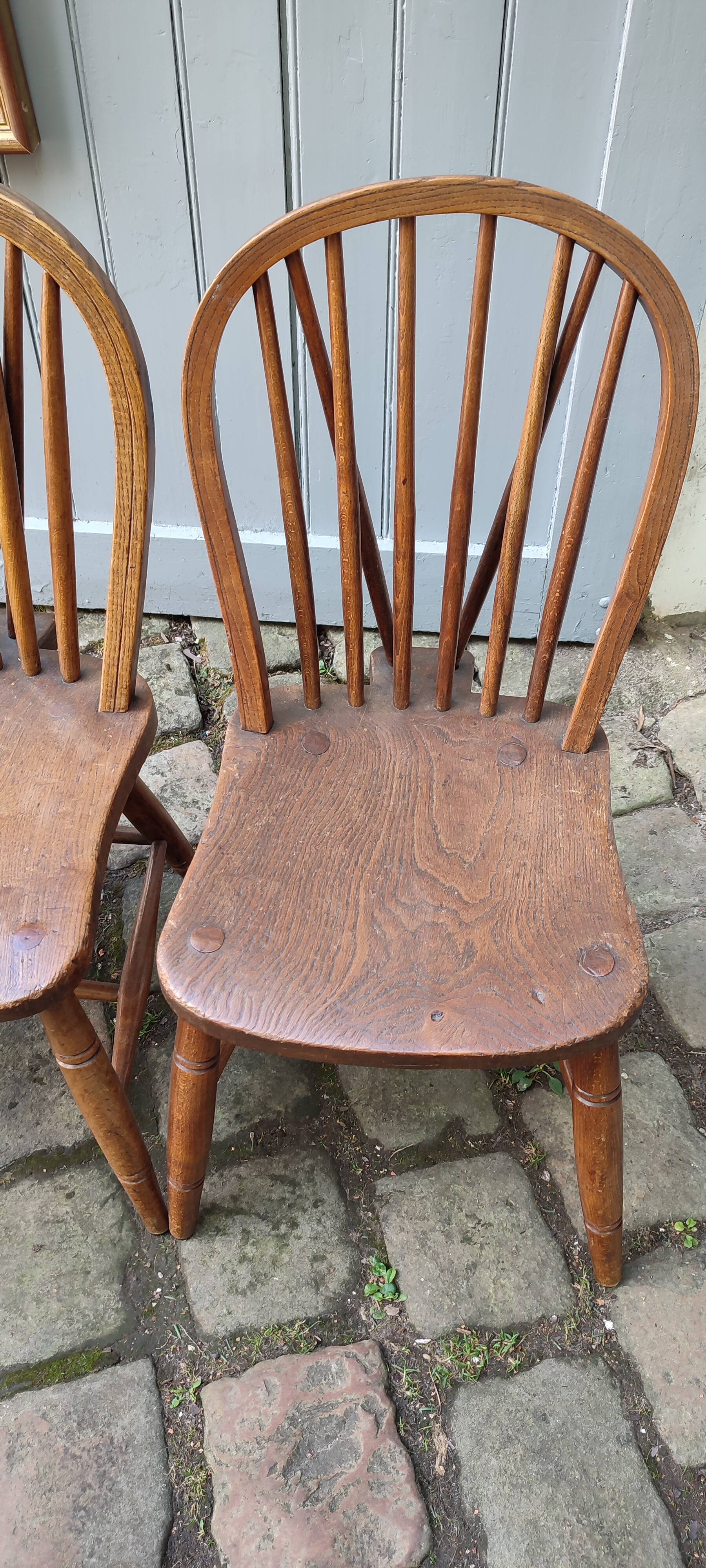 Set of 3 Windsor oak model chairs