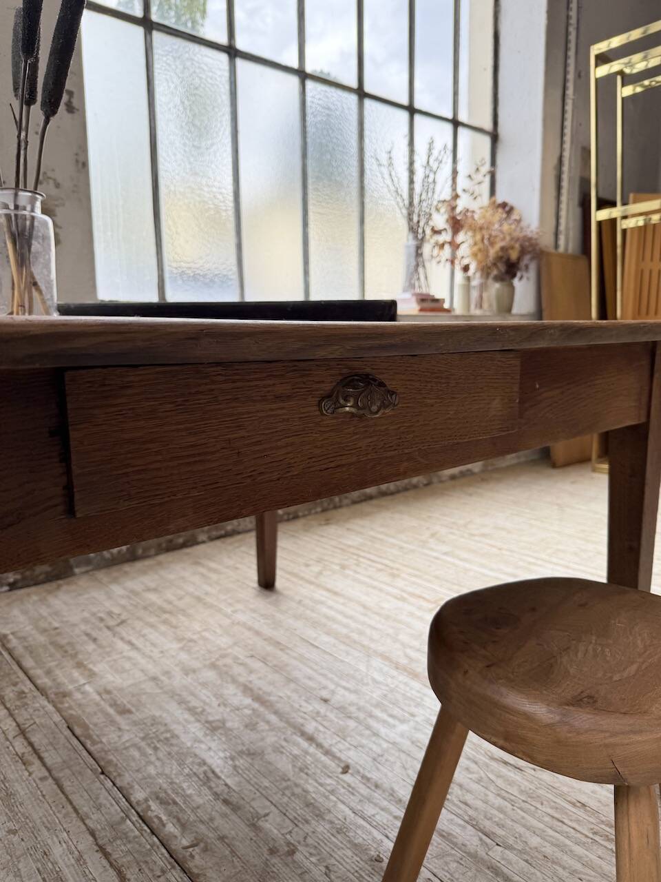 Large “square” oak farmhouse table 1950