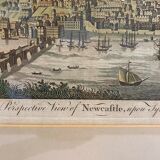 Gravure ancienne , vue du port de Newcastle début XX siècle