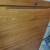 50s-60s double curtain filing cabinet in oak
