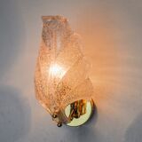 Frosted leaf wall lamp, murano glass, italy, 1970