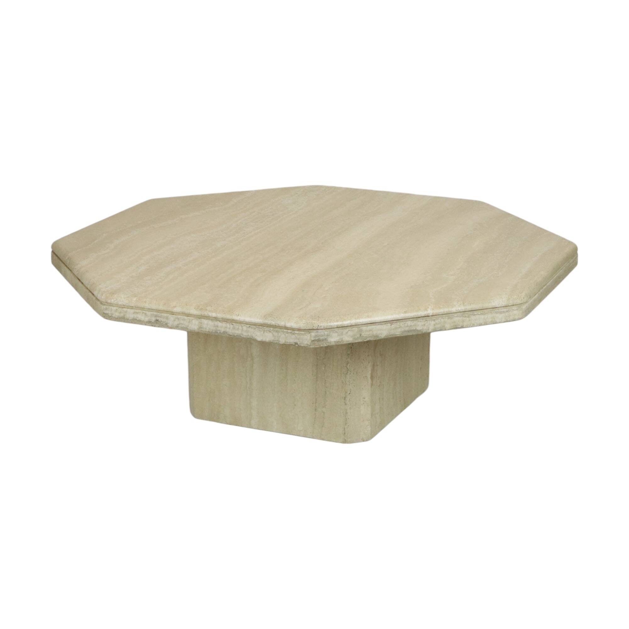 Vintage Octagonal Travertine Coffee Table 1970s Italian Design