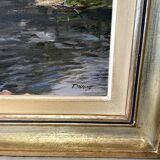 Oil on canvas representing a lake signed lucien wolff alsacian painter