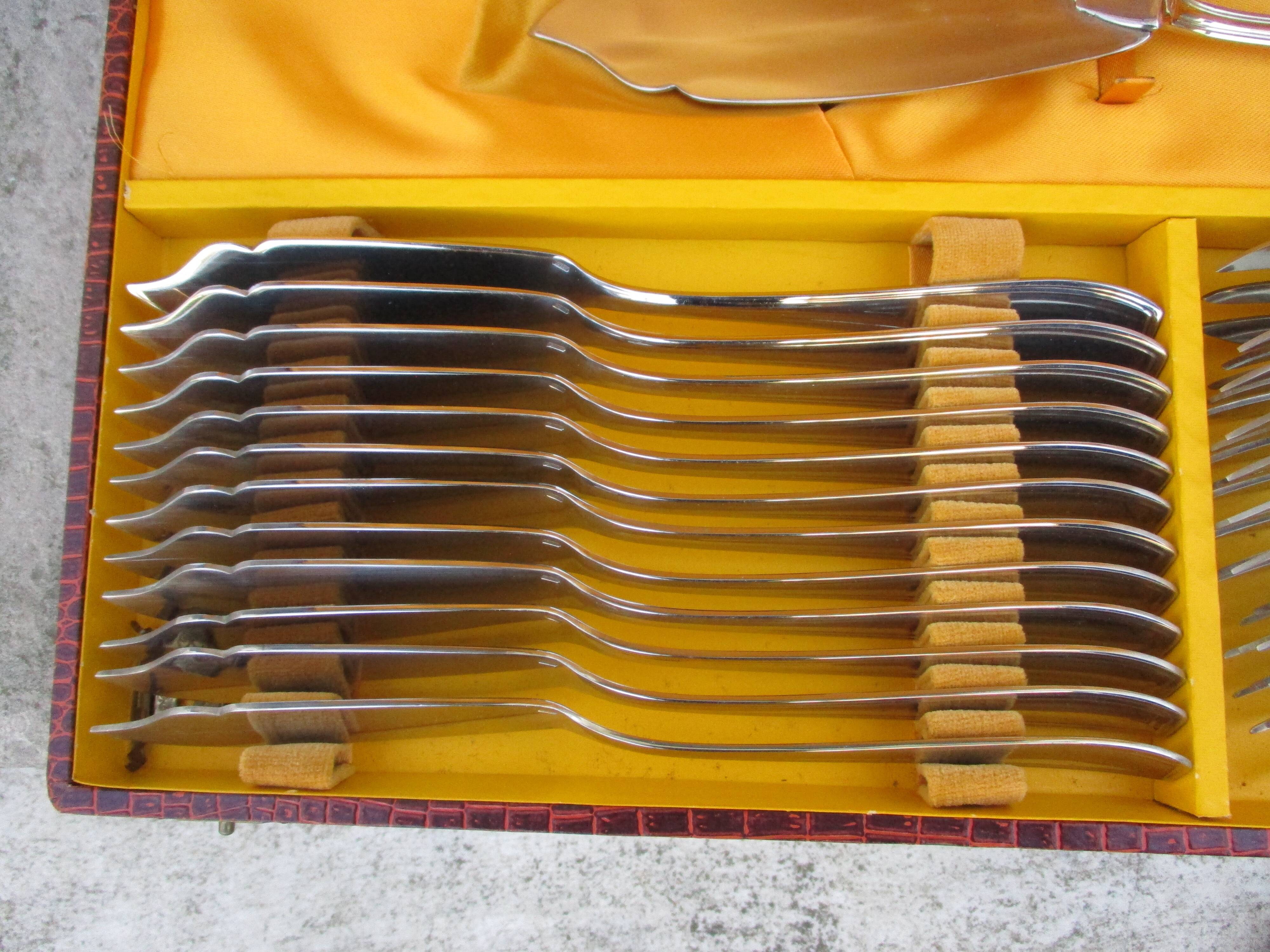 Fish cutlery box, stainless steel.