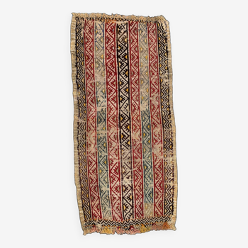 Vintage Turkish Mini Kilim 103x48 cm Wool Small Kelim Runner, shabby Chic