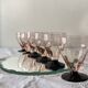 6 petits verres à vin ou à eau art déco rose et pied noir 7 cl