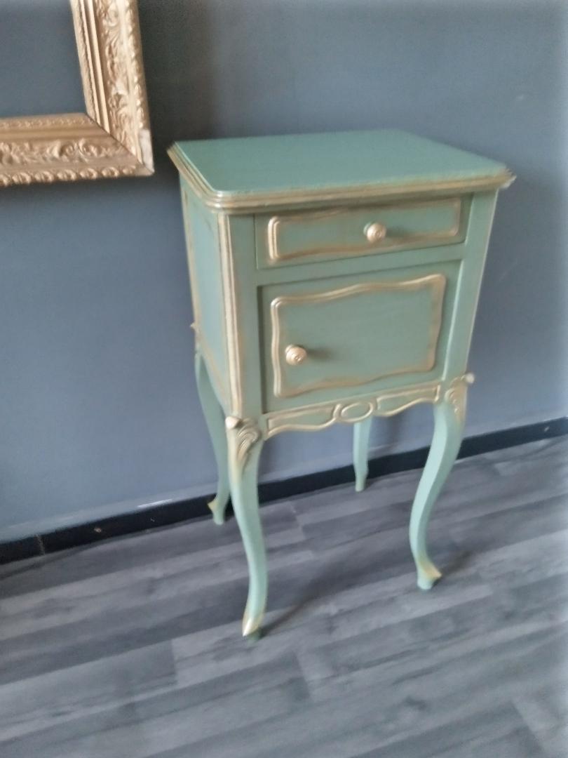 Louis XV style celadon and gold bedside