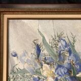 Georges prestat (1911-1994), bouquet of irises, oil on canvas from 1946