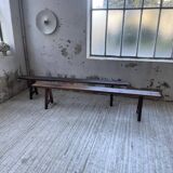 Pair of benches in walnut and solid oak 230 cm
