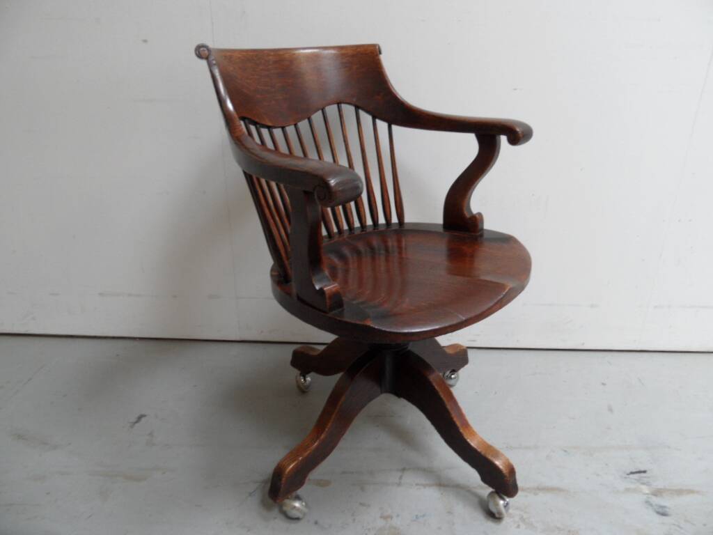 Antique oak office armchair