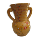 Yellow ceramic vase with motifs, 70s