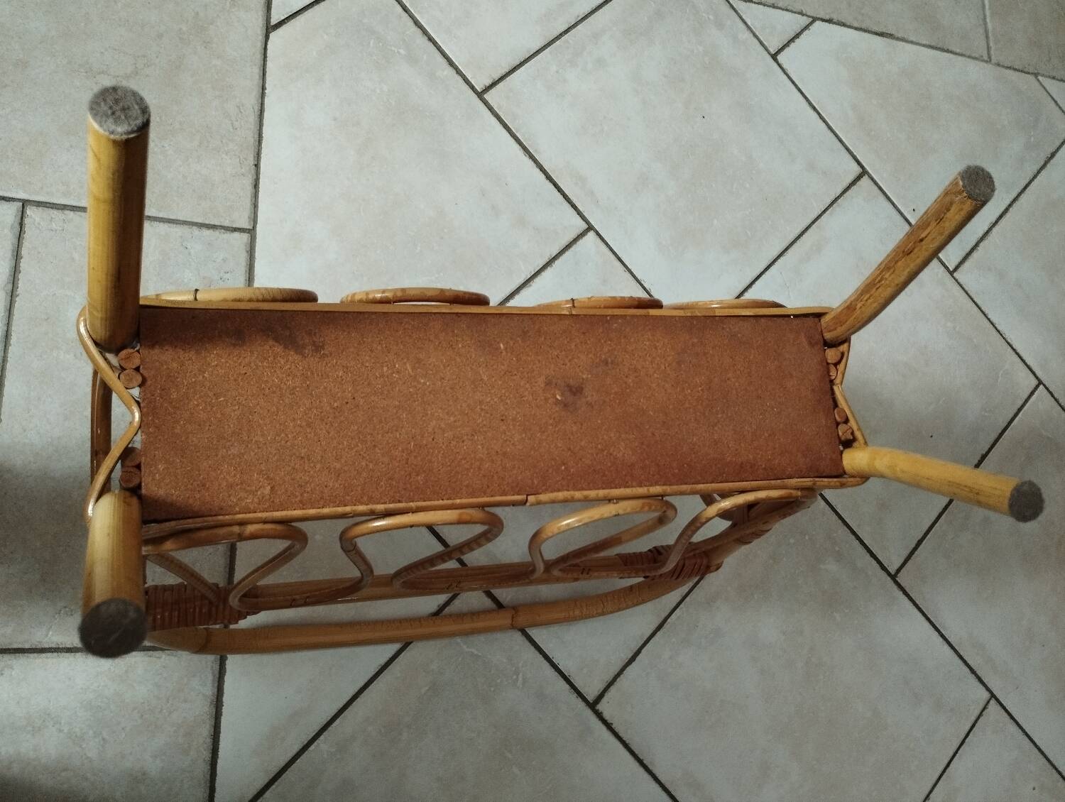 Vintage bamboo and rattan magazine rack from the 70s