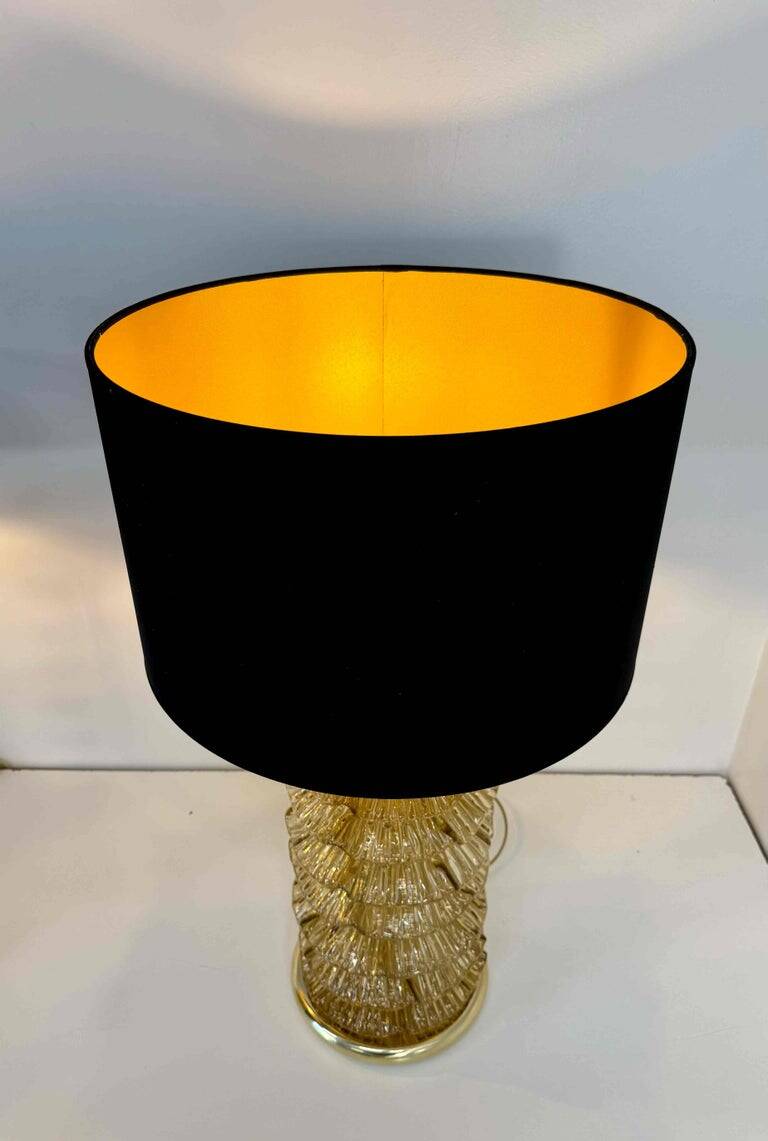 Pair of Murano Gold and Brass Table Lamps