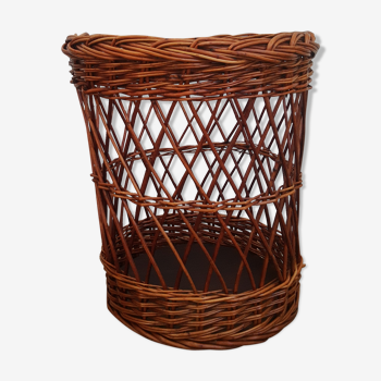 Large basket / laundry basket - vintage wicker toy basket