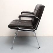 Fauteuil en cuir Drabert marron foncé des années 1970