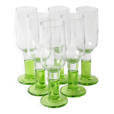 Ensemble de 6 verres à sherry Limoncino / Verres à pied Sorbetto verts / Bormioli Rocco