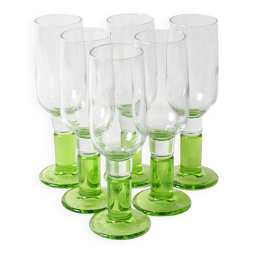 Ensemble de 6 verres à sherry Limoncino / Verres à pied Sorbetto verts / Bormioli Rocco